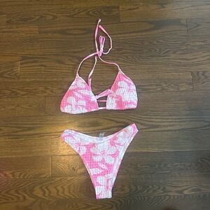 Pink and White Bikini Set